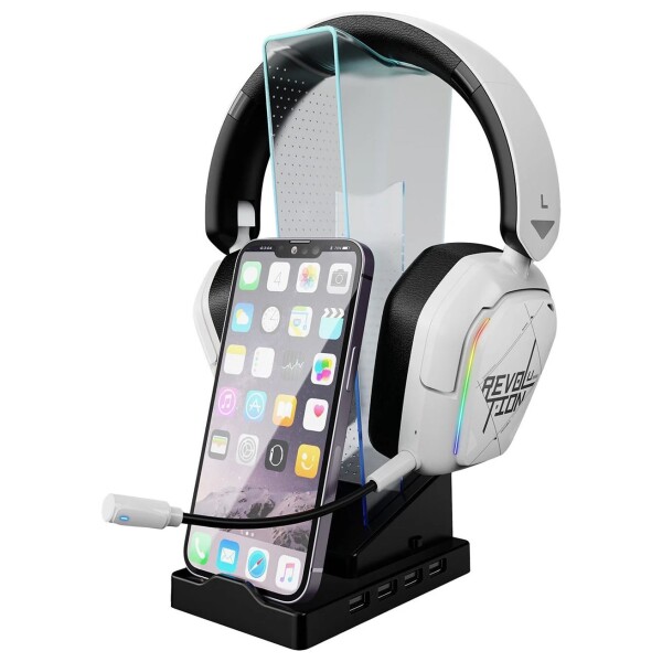 Soporte Auriculares Celulares Xtrike Me 4 USB Luz 7 Colores Variante Color Negro