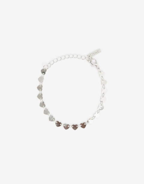Pulseras Flexibles Metal Pulsera Corazones Metal - Plateado Rodio