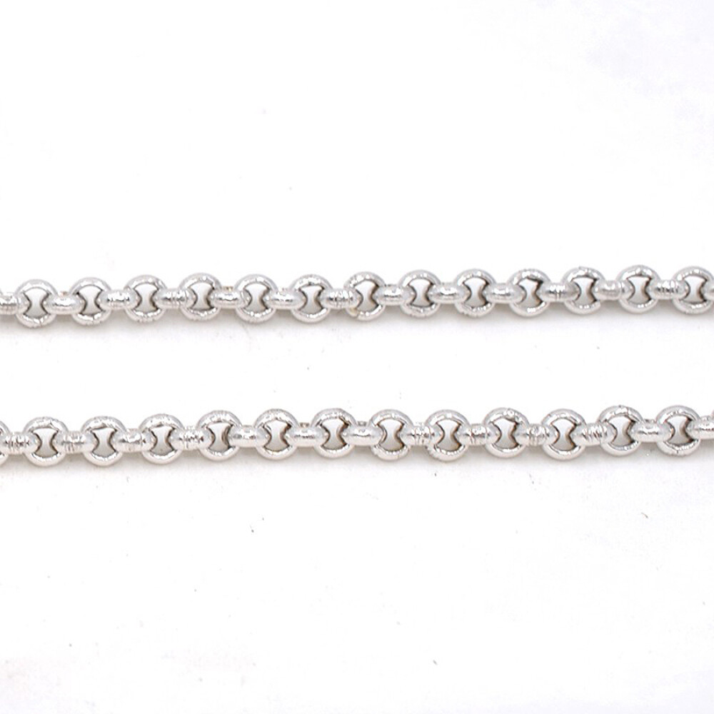 Cadena Oro 18 K blanco , Eslabón Rolo Cadena Oro 18 K blanco , Eslabón Rolo