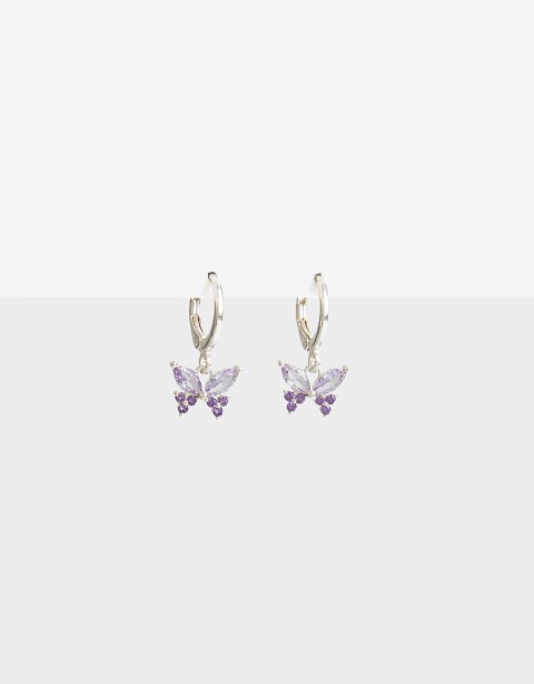 Aros Argollas Cubic zirconia Argollas Mariposa Cubic Plateado - Plateado