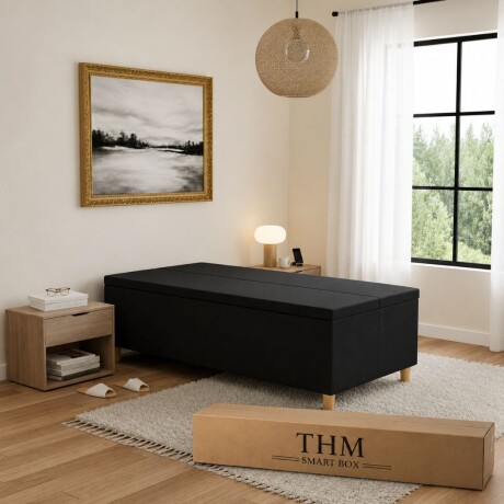 Sommier Baúl 1 plaza HAMPTONS Smartbox Palladium 90X190 Negro