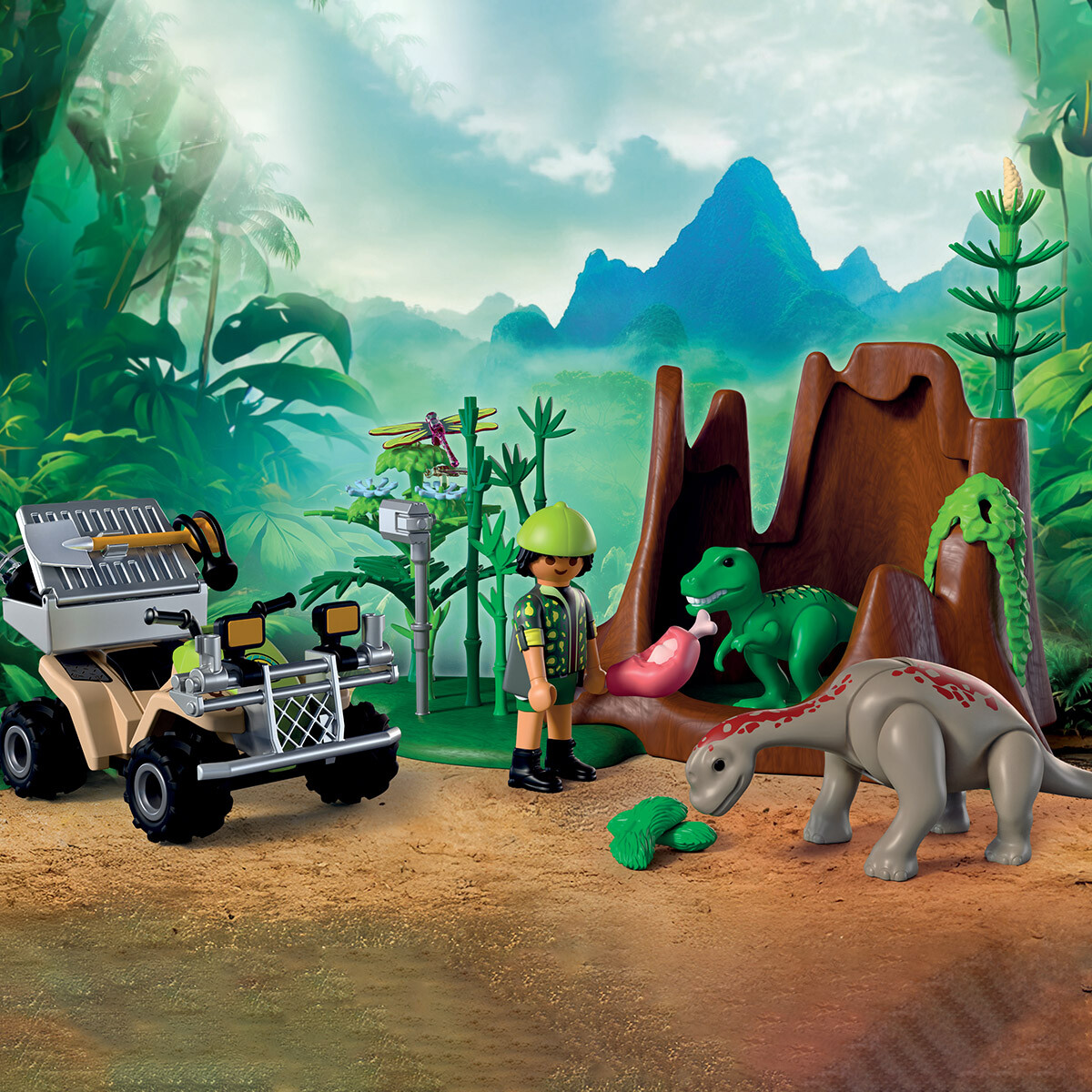 Explorador con Auto de Cueva Dinosaurio Playmobil 58 Piezas 