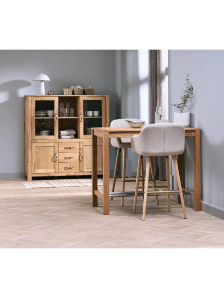 Taburete de bar ADSLEV tela beige/color roble Taburete de bar ADSLEV tela beige/color roble