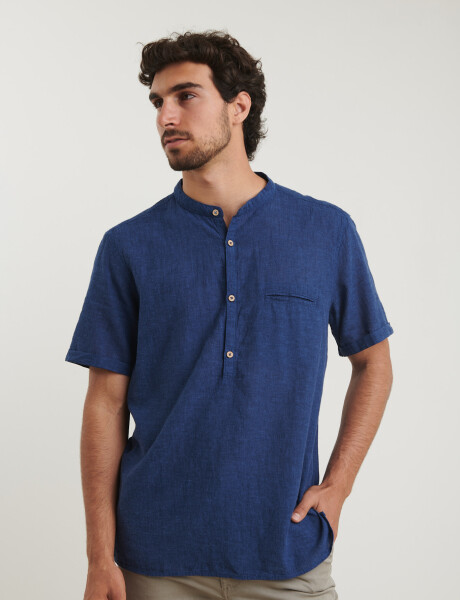 012405 CAMISA HARRINGTON LABEL Azul Piedra