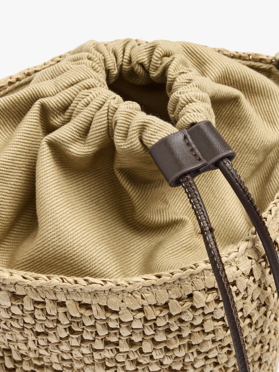 Bolso Bandolera Efecto Rafia Con Asa Versátil natural