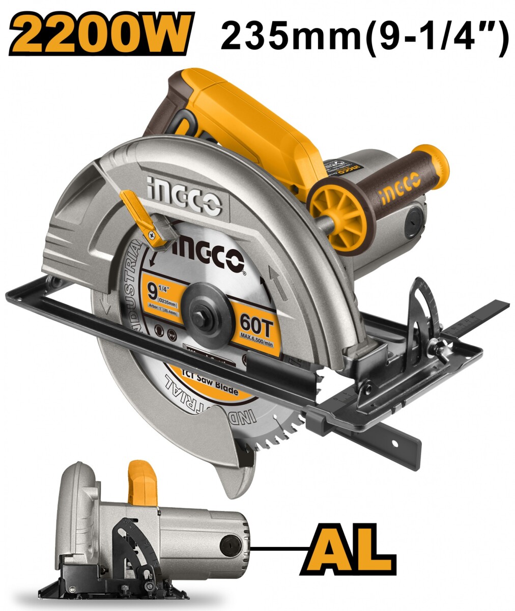 SIERRA CIRCULAR INDUSTRIAL DE MANO INGCO CS2358 DISCO 9¼ 2200W 