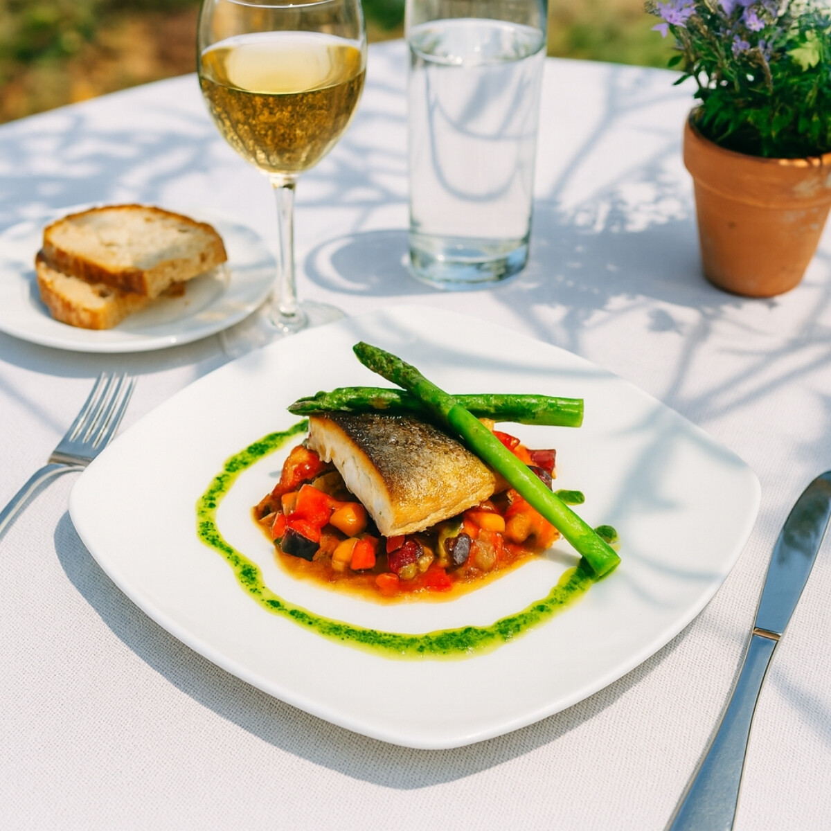 Plato Llano Cuadrado Actualite 27 cm Blanco Porcelana 