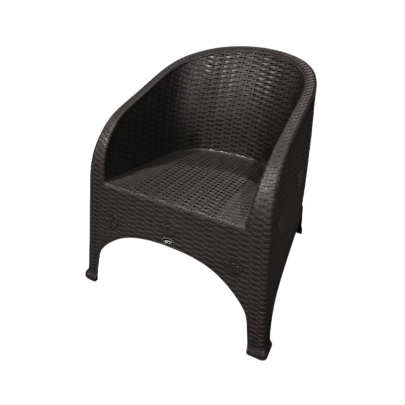 Set x4 sillones simíl ratán + Mesa cuadrada MARRON