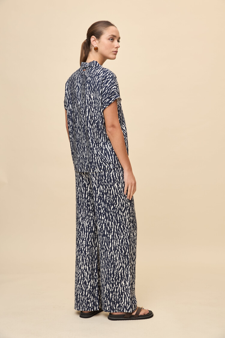 CAMISA ELVINA PRINTED Blanco/Azul