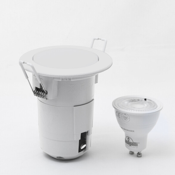 Luminaria emb. p/ techo blanca 6W cálida Ø90mm IP55 sin caja FL0974X