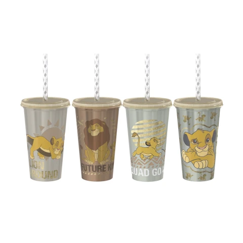 Vaso Plástico con Pajita Rey León Diseños Surtidos 500 ml U