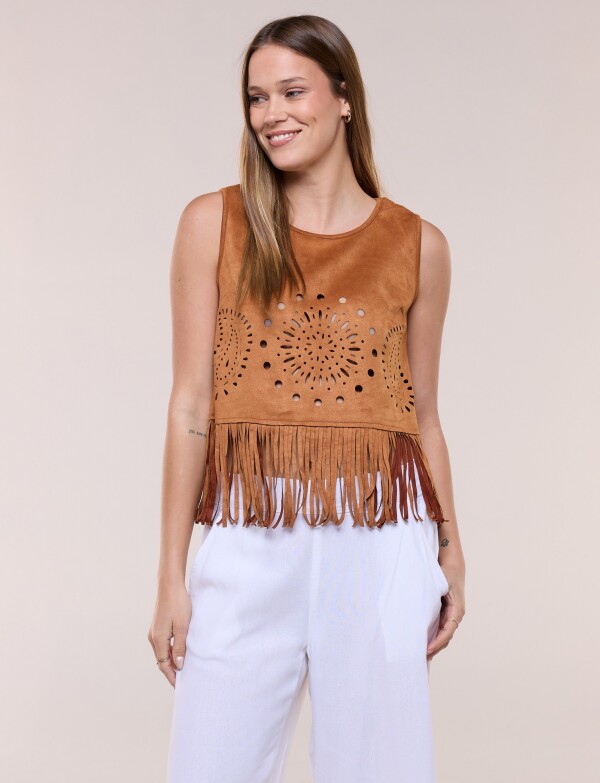 Blusa Suede Flecos TOSTADO