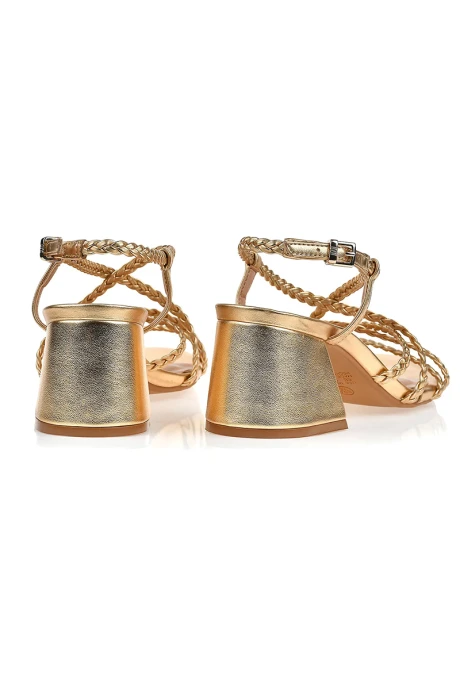 Sandalia Taco Mediano Soft Oro Dorado