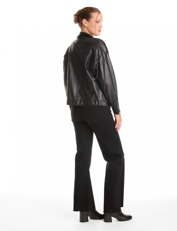 Campera Ecocuero Combinada NEGRO