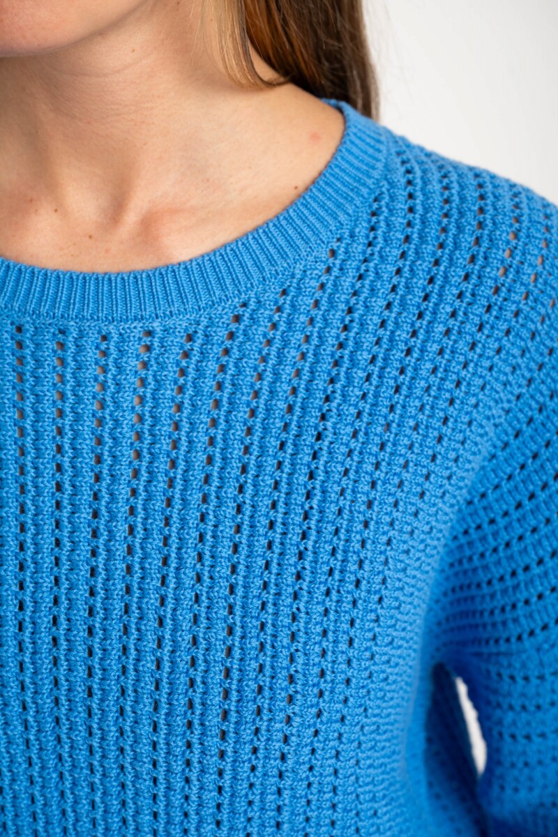 Sweater Texturado Lurex Azul