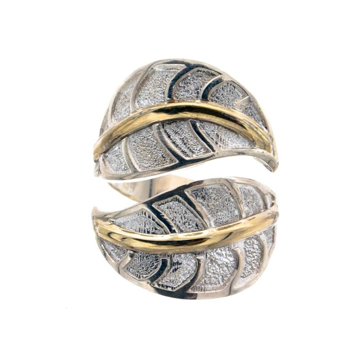 Anillo de plata 925 y double en oro 18 ktes - Hojas 