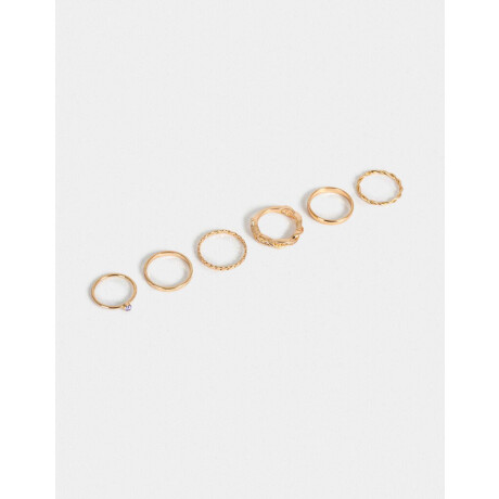 Set De Anillos De Metal Dorado