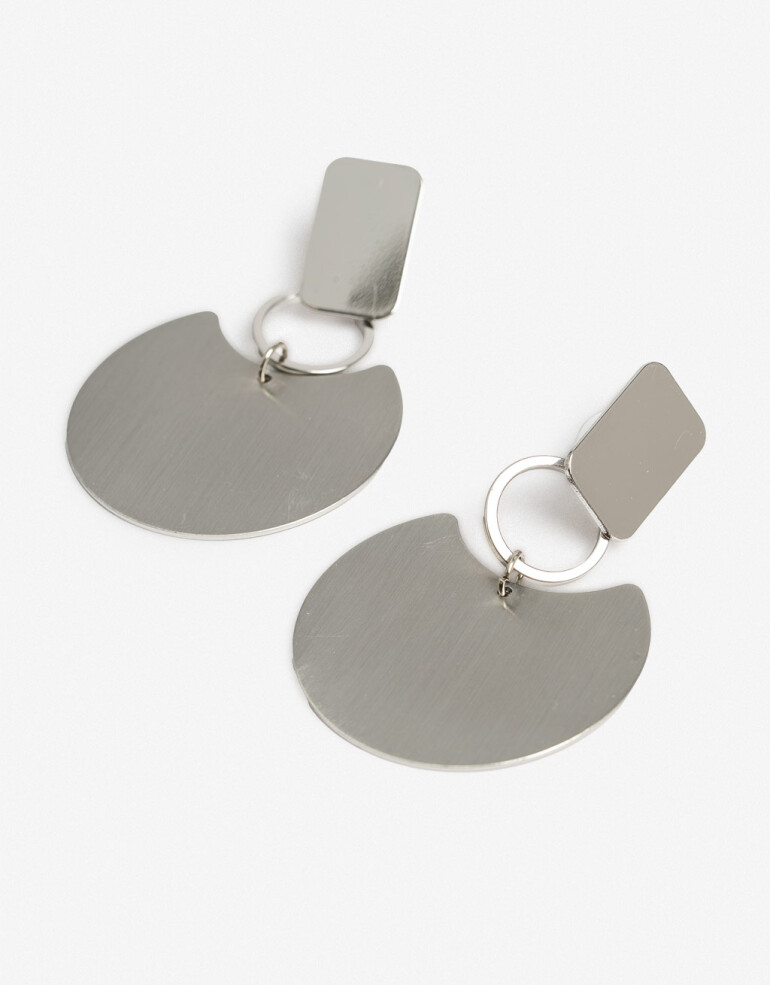 Aros Colgantes Largos Metal Aros Colgantes Chapones Plateados - Plateado Rodio