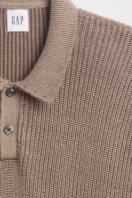 Buzo Tipo Polo Rib Hombre Medium Cool Brown