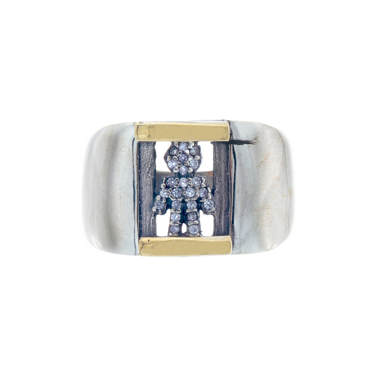 Anillo de plata 925 y double en oro 18 ktes con circonia, LINEA KIDS. 