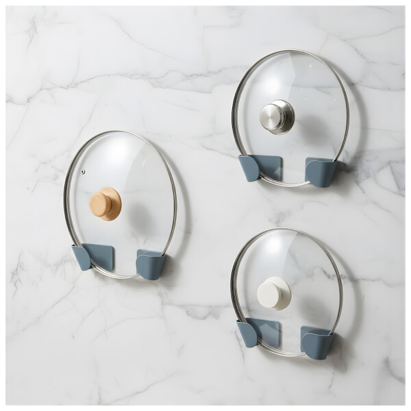 Soporte Organizador Para 2 Tapas de Olla Adhesivo Pared Color Azul