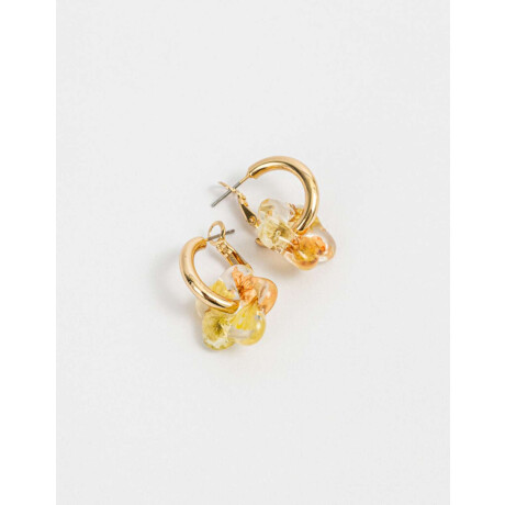Aros Argollas Con flores Dorado