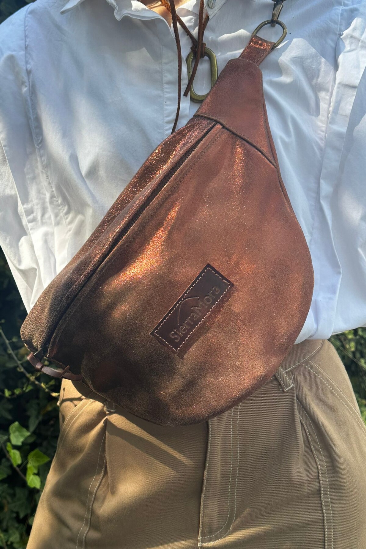 Leather Fanny Pack Shinny Cobre