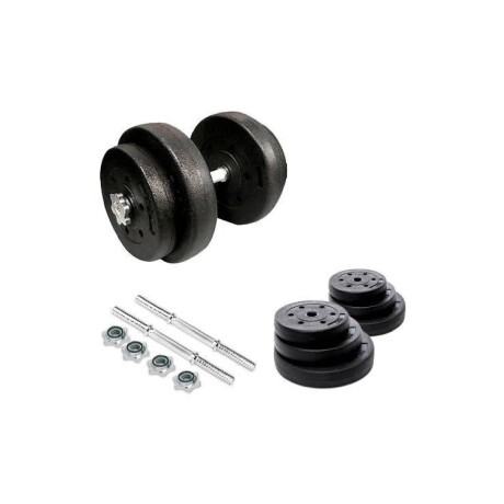 Kit 2 mancuernas cromadas + 40 kgs de Pesas 2x10Kg 2x5Kg 2x2.5Kg 4x1.25Kg
