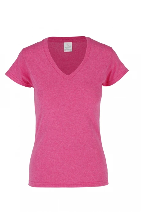 Camiseta jaspe escote en v dama Fucsia
