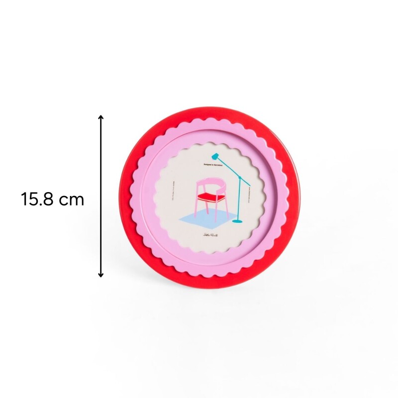 Portaretrato circular de madera Glossy Rojo