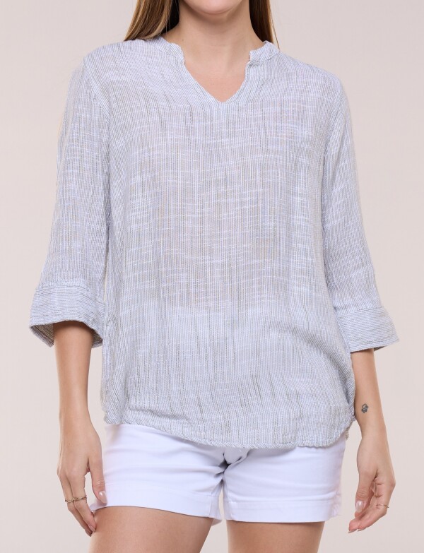 Blusa Con Textura Manga 3/4 OLIVA