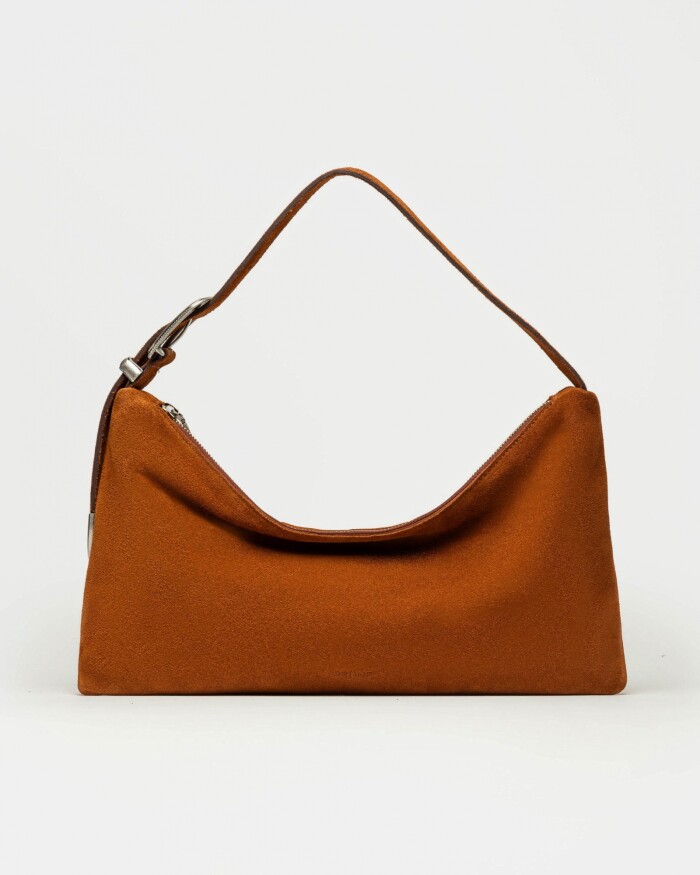 Cartera al hombro Bamboo en cuero gamuza Oxido