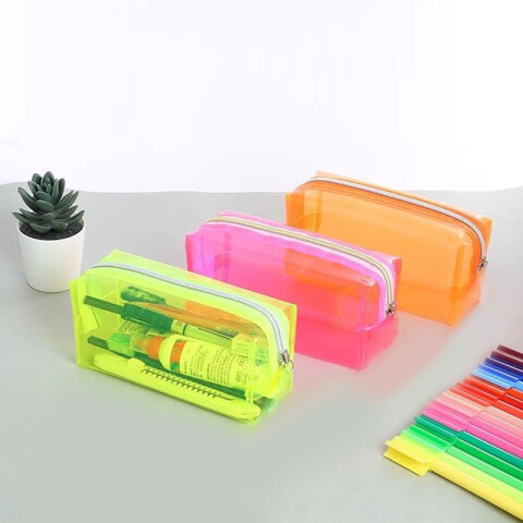 OUTLET Cartuchera Transparente Colores Fluo 19x8x6cm Outlet Cartuchera Transparente Colores Fluo 19x8x6cm
