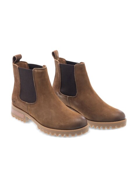 BOTA DE CUERO SIN CORDONES Tostado