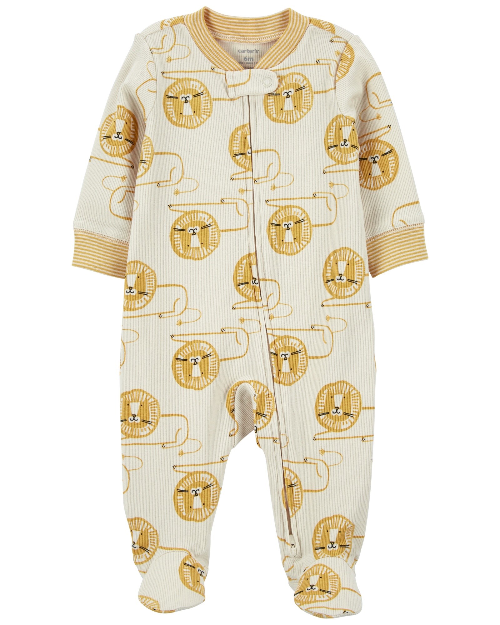 Pijama una pieza de algodón con pie, diseño león Sin color