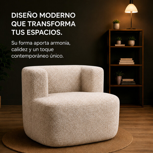 Sillón Puff ComboHome Kumo Redondo Corderito Diseño Premium Blanco 1