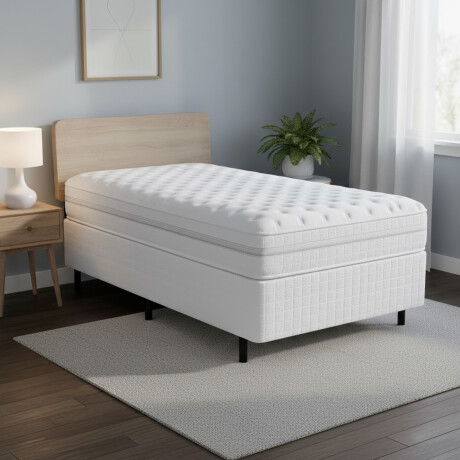 SOMMIER BASE CAMA COLCHÓN DE ESPUMA Y RESORTE POCKET 1 PLAZA