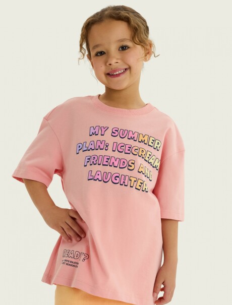 CAMISETA MANGA CORTA ESTAMPADA ROSA