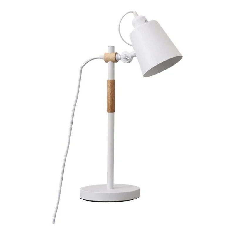 Pack X 2 Lampara Escritorio Portátil Nórdica Metal Y Madera Blanco