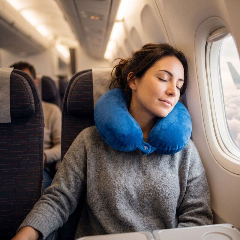 Almohada Ergonómica para Viaje con Memoria Navy