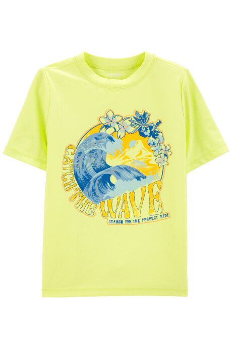 Remera de baño, manga corta, con protección UPF 50+, estampa catch the wave Sin color