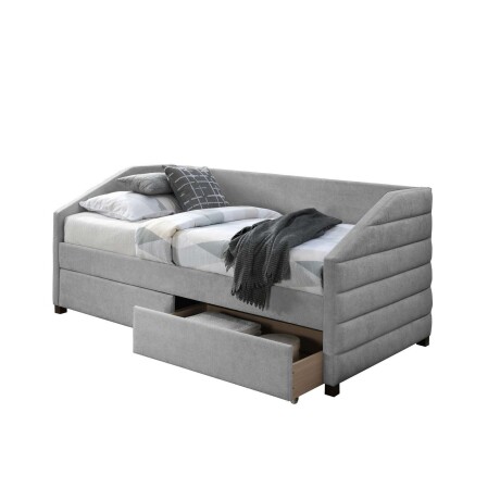 CAMA C/CAJONES 1 PLAZA MADERA-Y-TELA NATURAL-BEIGE AZUCENA