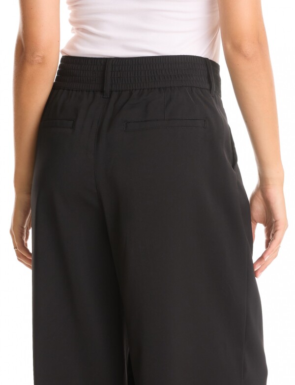Palazzo Con Doble Botón & Cintura Elástica NEGRO