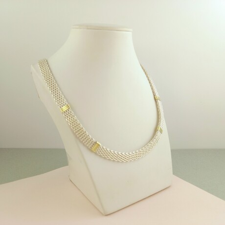 Gargantilla de plata 925 y double en oro 18 ktes., PANTERINA. Gargantilla de plata 925 y double en oro 18 ktes., PANTERINA.