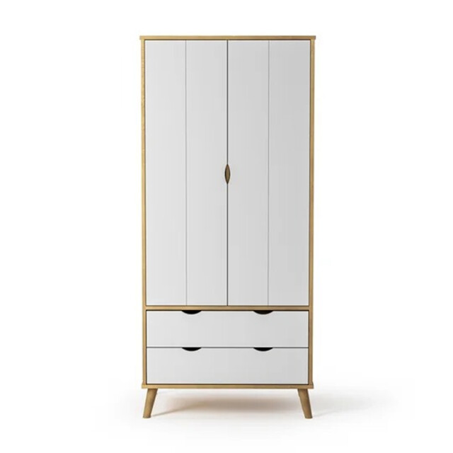 ROPERO 2 PUERTAS 2 CAJONES GUARDARROPA ARMARIO PLACARD CLOSET EN MADERA MACIZA BLANCO