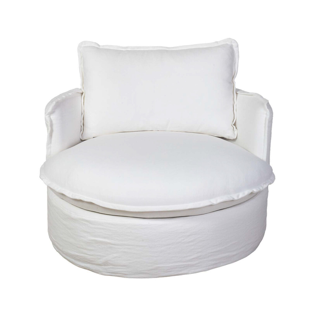 SILLON GIRATORIO 1 CUERPO TELA BLANCO EMMA