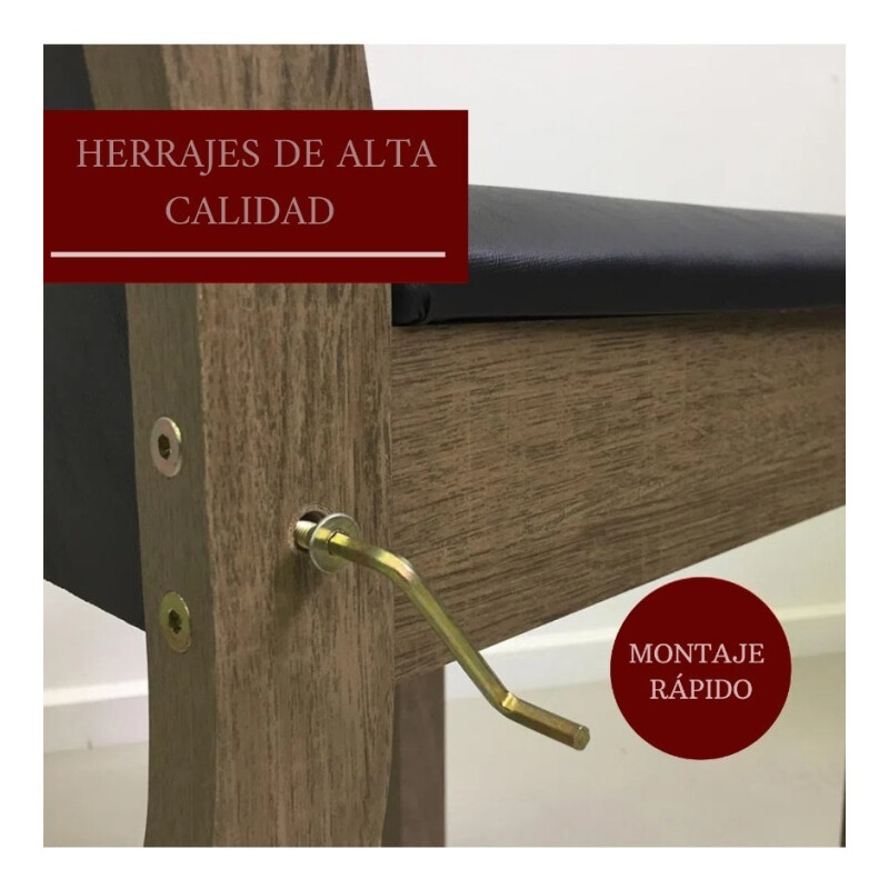 Juego De Comedor 4 Sillas Tapizadas Mesa De Living Rustico Beige