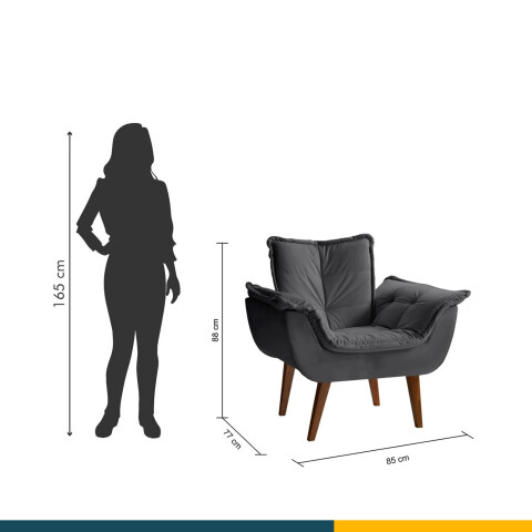 SILLON Butaca EROS Poltrona con asiento y espaldar de espuma revestido en terciopelo - Grafito SILLON Butaca EROS Poltrona con asiento y espaldar de espuma revestido en terciopelo - Grafito