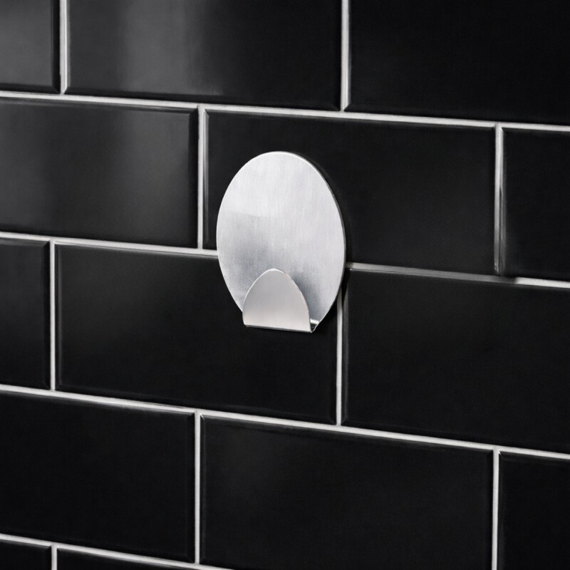 Gancho oval metálico G con adhesivo GRIS