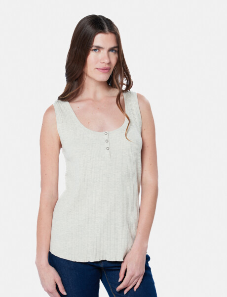 MUSCULOSA RIB CON BOTONES Beige